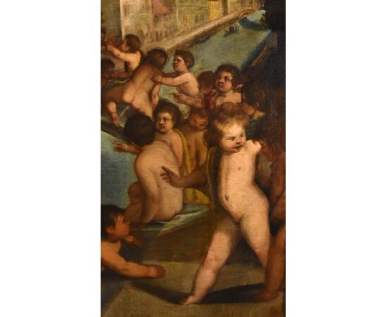 Lotta tra putti sul ponte dei Pugni a Venezia, Tiziano Vecellio (Pieve di Cadore 1490 - Venezia 1576) Bottega