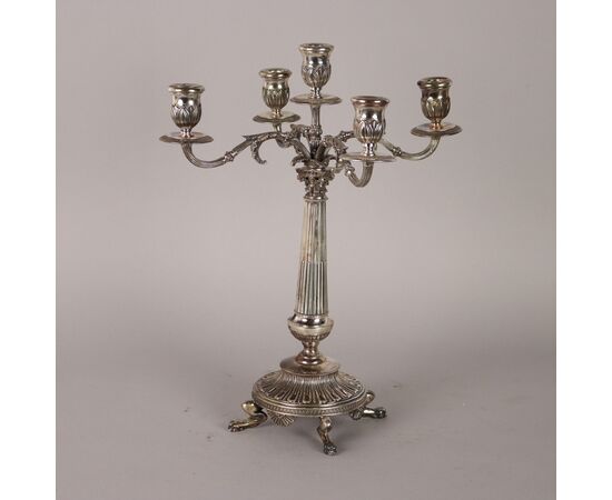 Candelabro in Argento F.lli Di Leone Milano Italia Seconda Metà '900