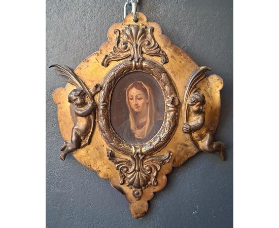 Placca devozionale in rame dorato