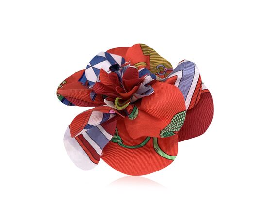 HERMES Spilla in Seta Col. Rosso