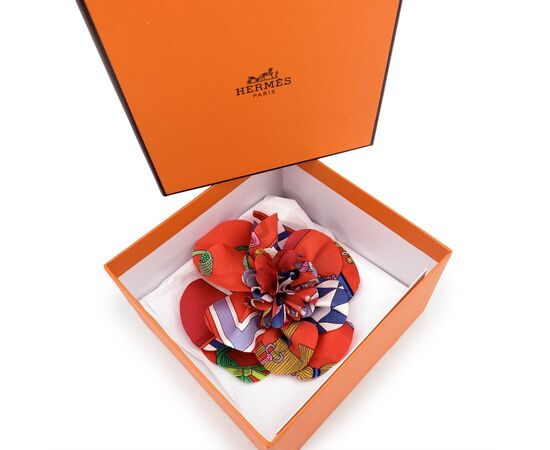 HERMES Spilla in Seta Col. Rosso