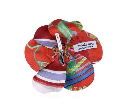 HERMES Spilla in Seta Col. Rosso