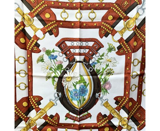 HERMES Foulard Vintage in Seta Col. Marrone Carre 90