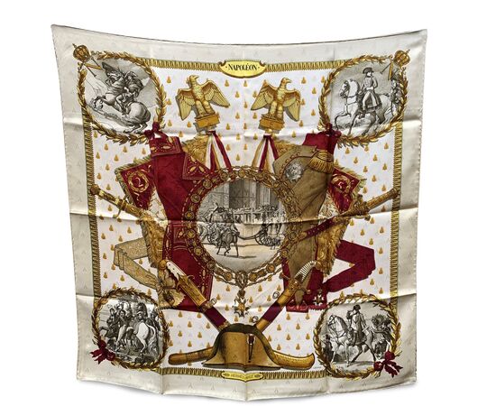 HERMES Foulard Vintage in Seta Col. Beige Carre 90