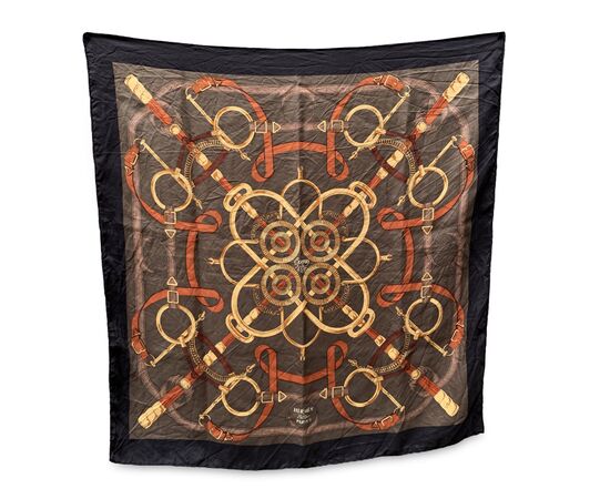 HERMES Foulard Vintage in Seta Col. Marrone Carre 90