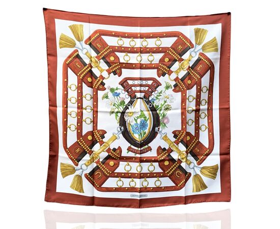 HERMES Foulard Vintage in Seta Col. Marrone Carre 90
