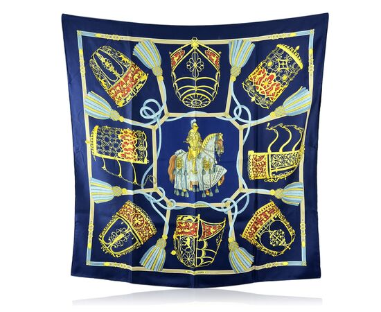 HERMES Foulard Vintage in Seta Col. Blu Carre 90