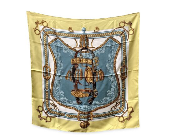 HERMES Foulard Vintage in Seta Col. Giallo Carre 90