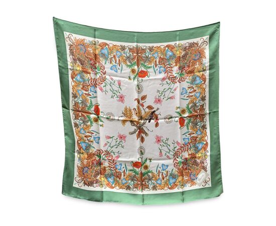 GUCCI Foulard Vintage in Seta Col. Verde 1973