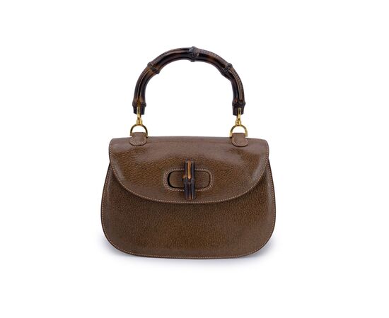 GUCCI Borsa a Mano Vintage in Pelle Col. Marrone Bamboo Top Handle M