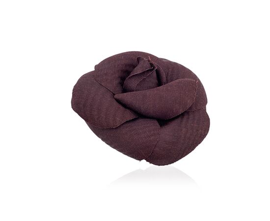 CHANEL Spilla Vintage in Tela Col. Marrone Camelia