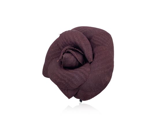 CHANEL Spilla Vintage in Tela Col. Marrone Camelia