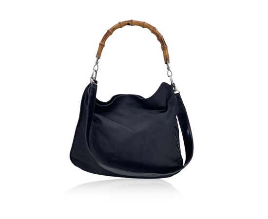 GUCCI Borsa Hobo Vintage in Tela Col. Nero Bamboo M