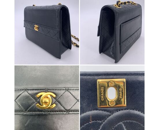 CHANEL Borsa a Tracolla Vintage in Pelle Col. Nero Trapezio S
