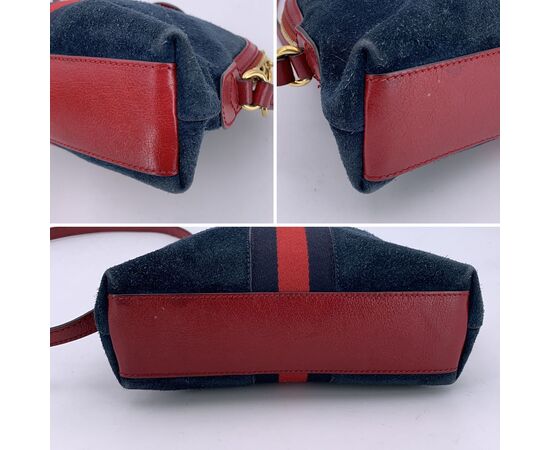 GUCCI Borsa a Tracolla in Camoscio Col. Blu Ophidia Dome S
