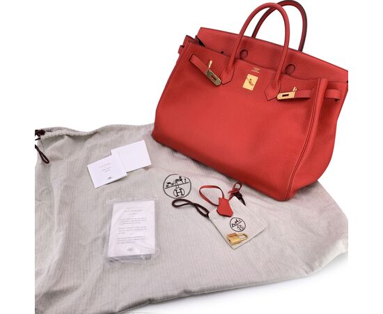 HERMES Borsa a Mano in Pelle Col. Rosso Birkin 40 L