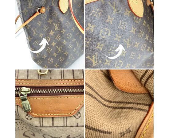 LOUIS VUITTON Borsa Shopper in Tela Col. Marrone Neverfull L