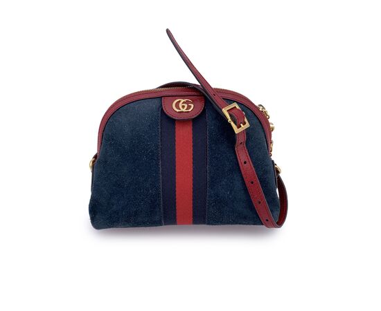 GUCCI Borsa a Tracolla in Camoscio Col. Blu Ophidia Dome S
