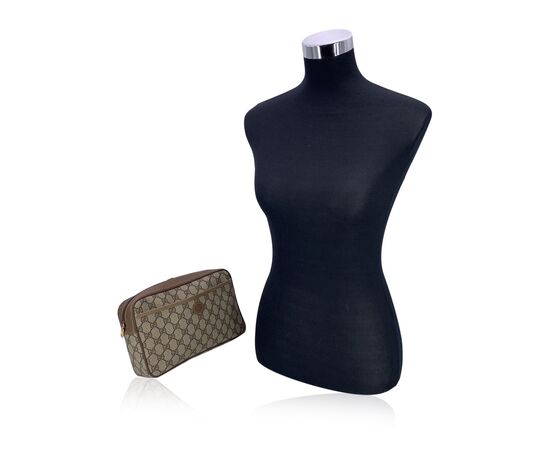 GUCCI Pochette Vintage in Tela Col. Marrone M
