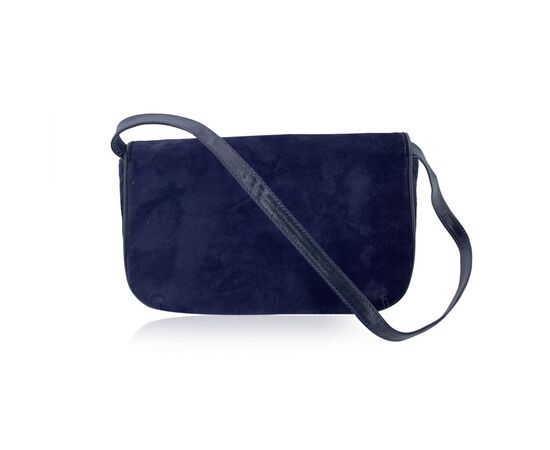 GUCCI Borsa a Tracolla Vintage in Camoscio Col. Blu S