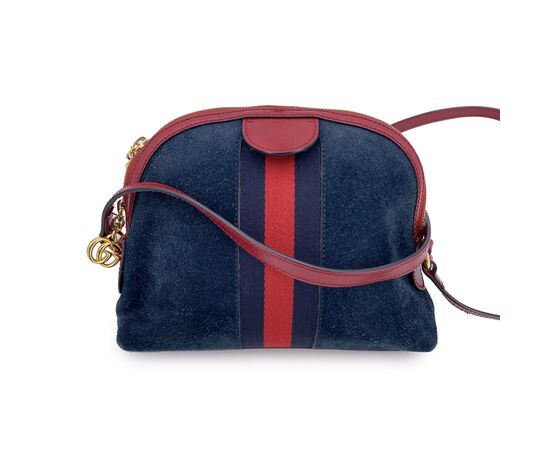 GUCCI Borsa a Tracolla in Camoscio Col. Blu Ophidia Dome S