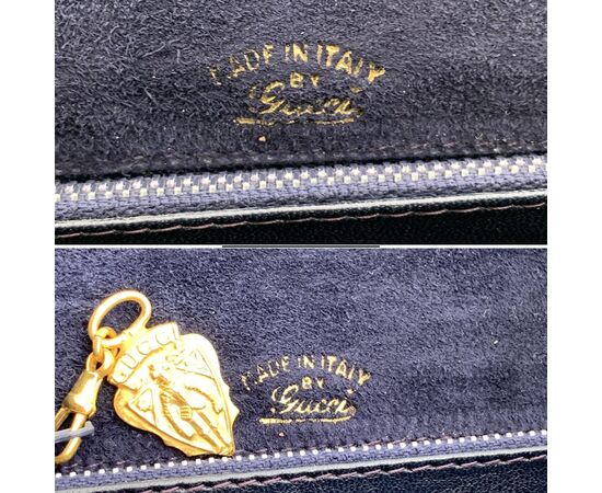 GUCCI Borsa a Tracolla Vintage in Camoscio Col. Blu S