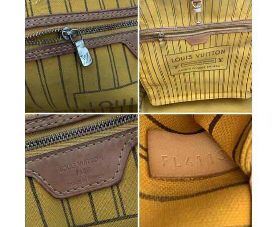 LOUIS VUITTON Borsa Shopper in Tela Col. Marrone Neverfull L