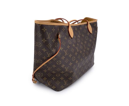 LOUIS VUITTON Borsa Shopper in Tela Col. Marrone Neverfull L