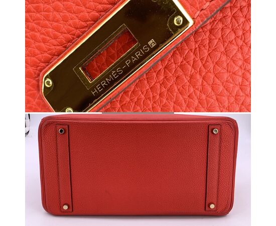 HERMES Borsa a Mano in Pelle Col. Rosso Birkin 40 L
