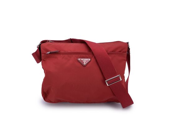 PRADA Borsa a Tracolla in Tela Col. Rosso Tessuto M