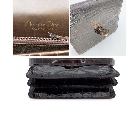 CHRISTIAN DIOR Borsa a Mano Vintage in Pelle Col. Marrone S