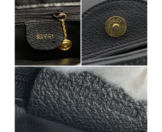 GUCCI Borsa Shopper Vintage in Camoscio Col. Nero Diana Bamboo M
