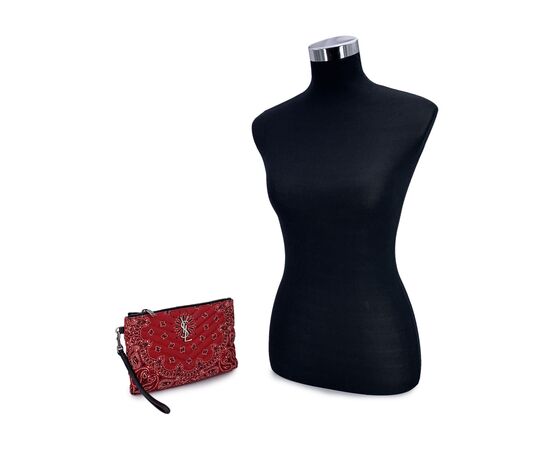 SAINT LAURENT Pochette in Tela Col. Rosso Lou Lou S