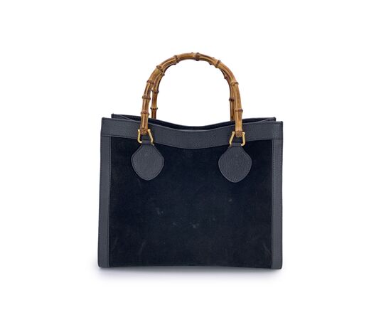 GUCCI Borsa Shopper Vintage in Camoscio Col. Nero Diana Bamboo M