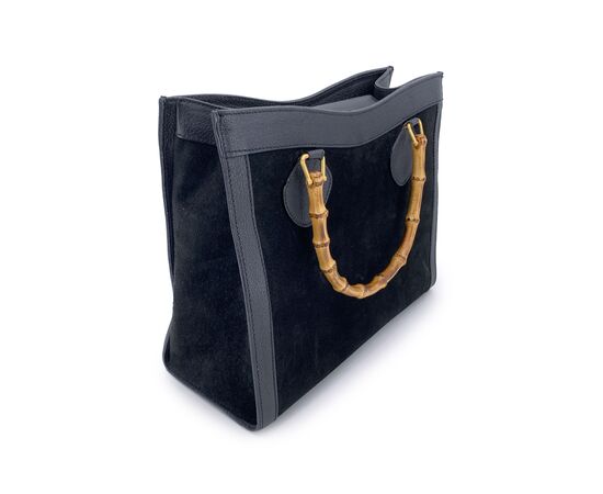 GUCCI Borsa Shopper Vintage in Camoscio Col. Nero Diana Bamboo M