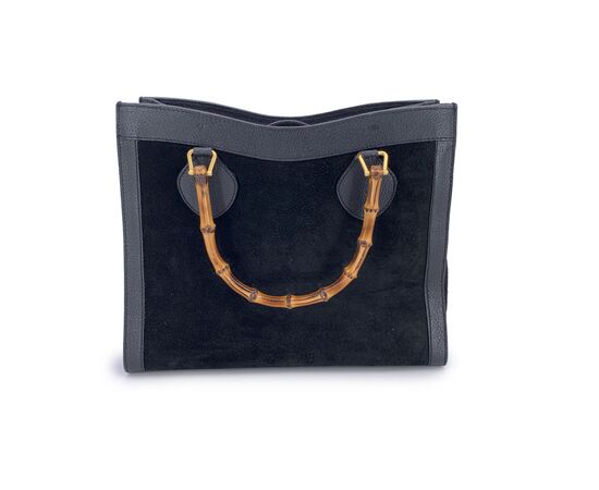 GUCCI Borsa Shopper Vintage in Camoscio Col. Nero Diana Bamboo M