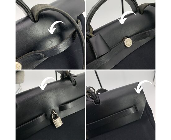 HERMES Borsa a Mano in Tela Col. Nero Herbag L