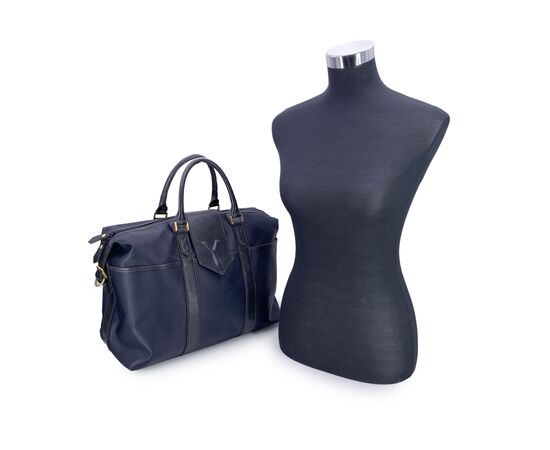 YVES SAINT LAURENT Borsa da Viaggio Vintage in Tela Col. Blu Chyc L