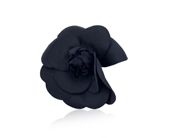 CHANEL Spilla Vintage in Seta Col. Nero Camelia