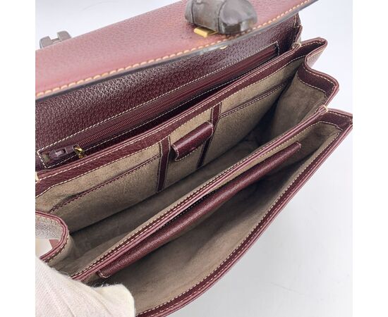 GUCCI Borsa a Mano Vintage in Pelle Col. Bordeaux Bamboo Top Handle M