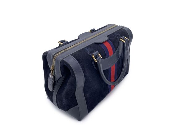 GUCCI Borsa a Mano Vintage in Camoscio Col. Blu Boston M