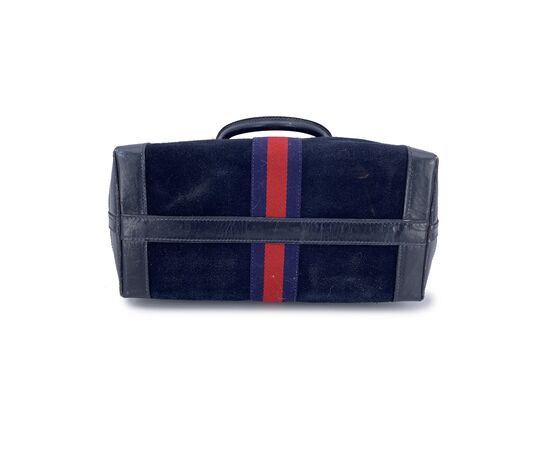 GUCCI Borsa a Mano Vintage in Camoscio Col. Blu Boston M
