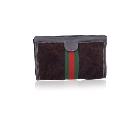 GUCCI Pochette Vintage in Camoscio Col. Marrone S