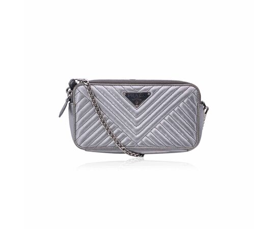 PRADA Borsa a Tracolla in Pelle Col. Argento Diagramme S