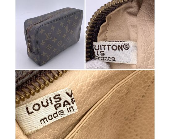 LOUIS VUITTON Pochette Vintage in Tela Col. Marrone Trousse de Toilette S