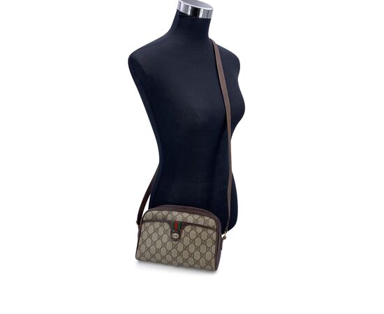 GUCCI Borsa a Tracolla Vintage in Tela Col. Marrone Ophidia Zip S