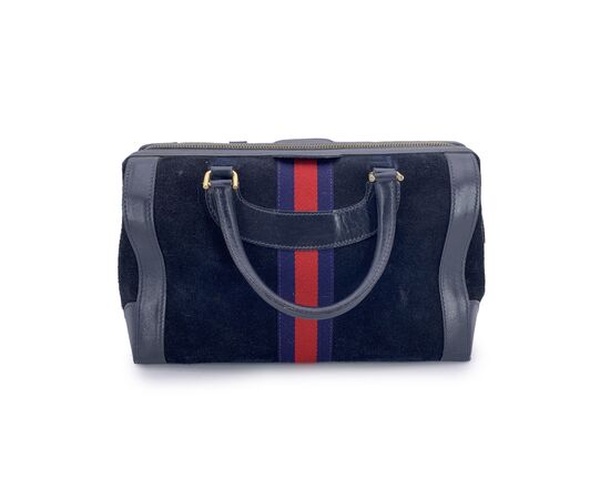 GUCCI Borsa a Mano Vintage in Camoscio Col. Blu Boston M