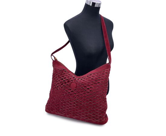 FENDI Borsa a Tracolla Vintage in Camoscio Col. Bordeaux L