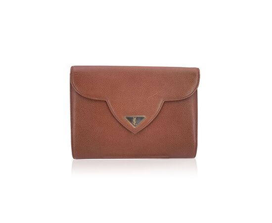 YVES SAINT LAURENT Pochette Vintage in Pelle Col. Marrone S