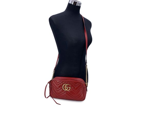 GUCCI Borsa a Tracolla in Pelle Col. Rosso Marmont S